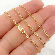 14K Gold Diamond Cut Marina Link Chain